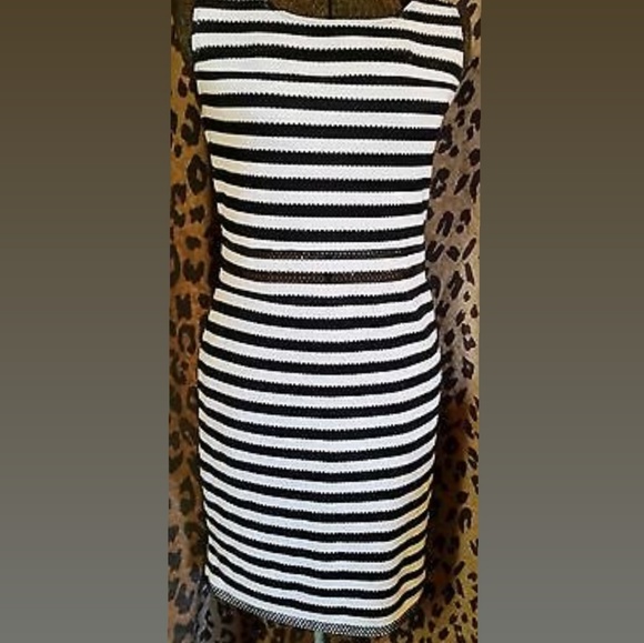 New Xhilaration Striped Mesh Black & White Dress - Picture 4 of 5